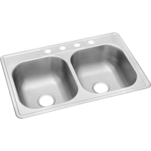 Sink Kitchen Double 32 X 18 X 8 Under Mount - PLU1468 - DIB Block